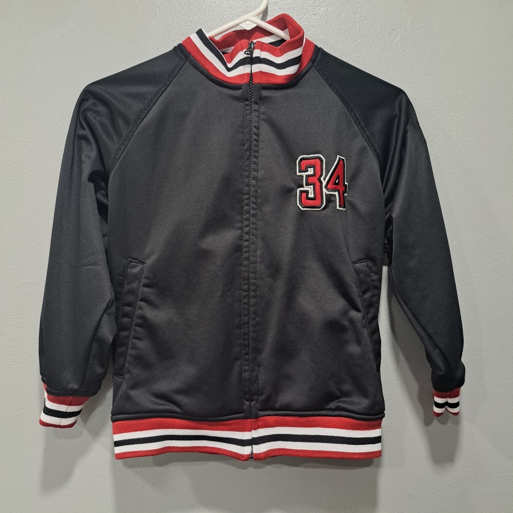 Shaq Kids Boys Track Jacket Black Red White Full Zip Number 34 Size‎ Medium 8